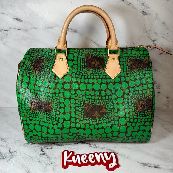 Louis Vuitton Kusama Speedy bag 30 Green dots circles Spots monogram LV Rare - Picture 2 of 15